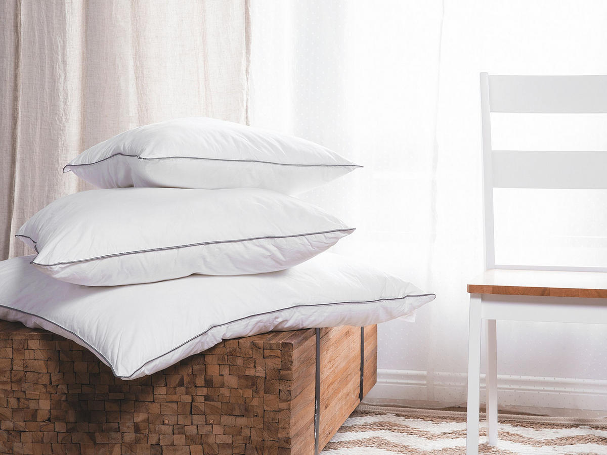 KOPFKISSEN Weiß 60/50 cm Pelister - Silberfarben/Weiß, Naturmaterialen (60/50cm) - Beliani