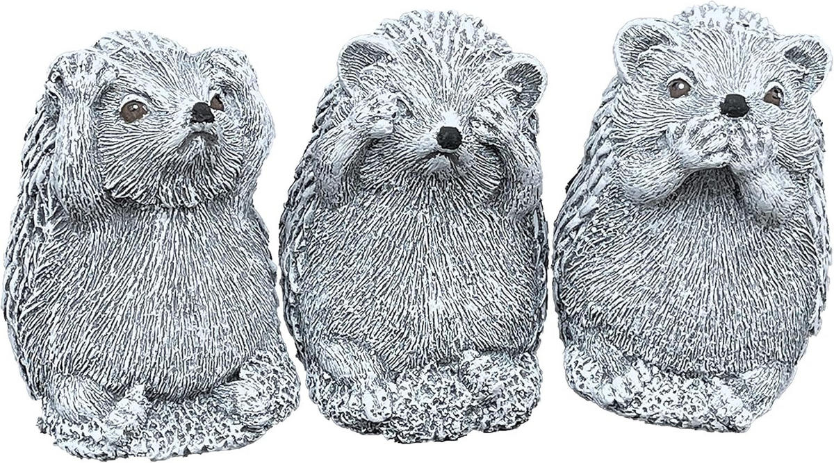 STEINFIGUR 3er Set Igel Nichts sehen Sagen hören frostfest Steinguss - Grau, Stein (6/8/6cm) - stoneandstyle