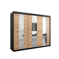 SCHWEBETÜRENSCHRANK 200/250/62 2-türig - Silberfarben/Schwarz, Holz/Kunststoff (250/200/62cm) - Abiks Möbel