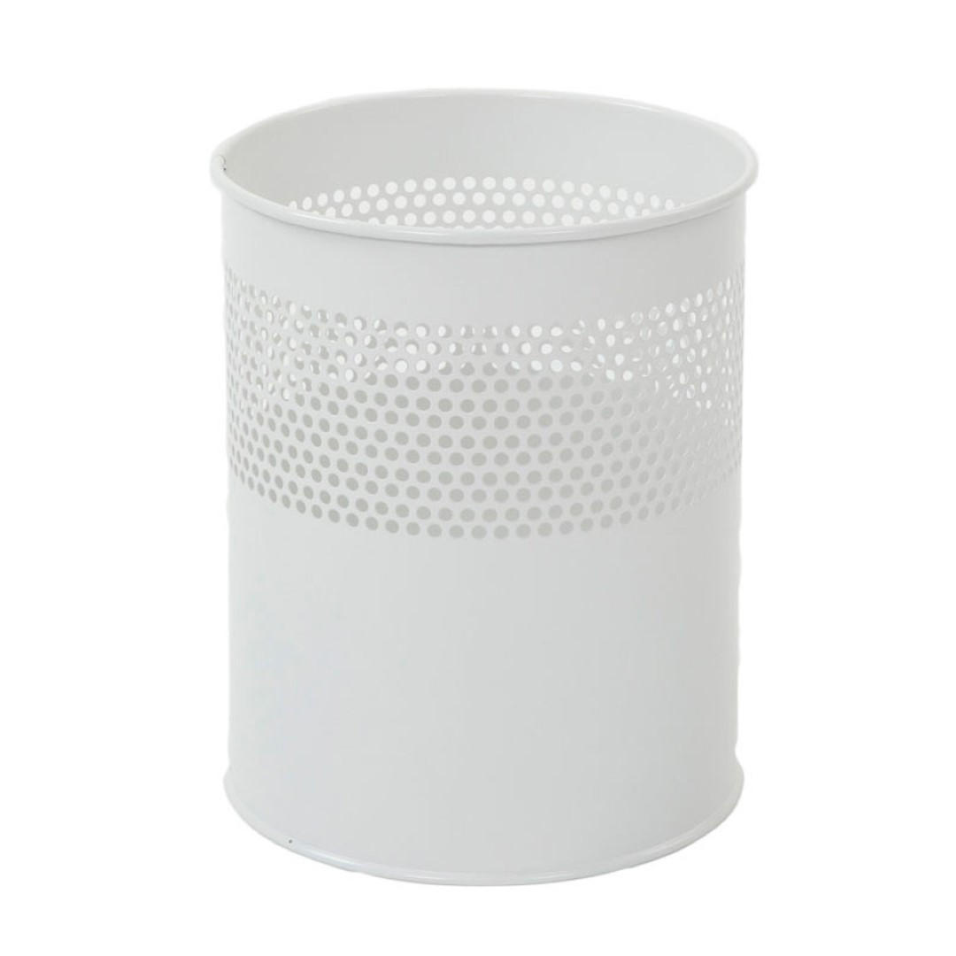 PAPIERKORB rund halbperfortiert Aus Metall 10 Liter 27,5 x 23,5 cm Weiß - Weiß, Metall (23.5/27.5/23.5cm) - PROREGAL
