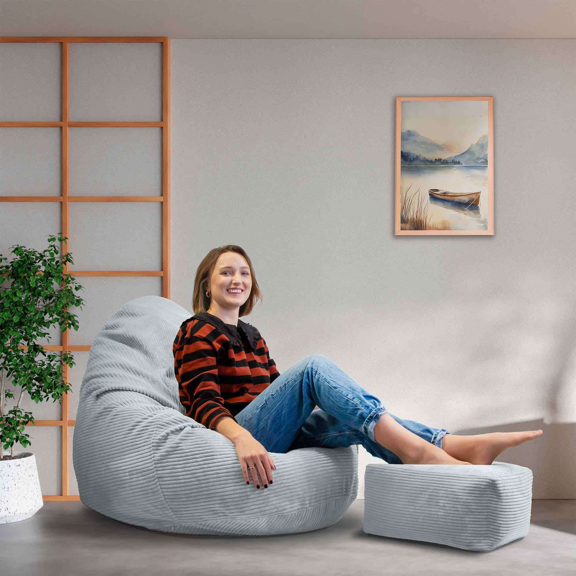 Thumbnail - Dreamroots Sitzsack, Hellgrün, Textil, 90x100x90 cm, Oeko-Tex® Standard 100, Wohnzimmer, Hocker, Sitzsäcke, XXL Sitzsäck...