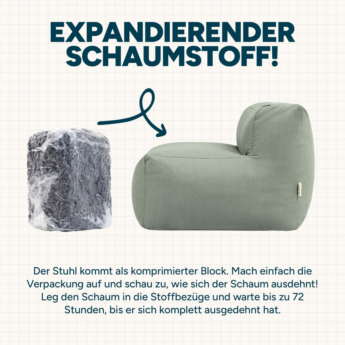 SITZSACK-SOFA Outdoor 2-tlg.: Sessel, Fußstütze - Grün, Textil (190/68/100cm) - icon