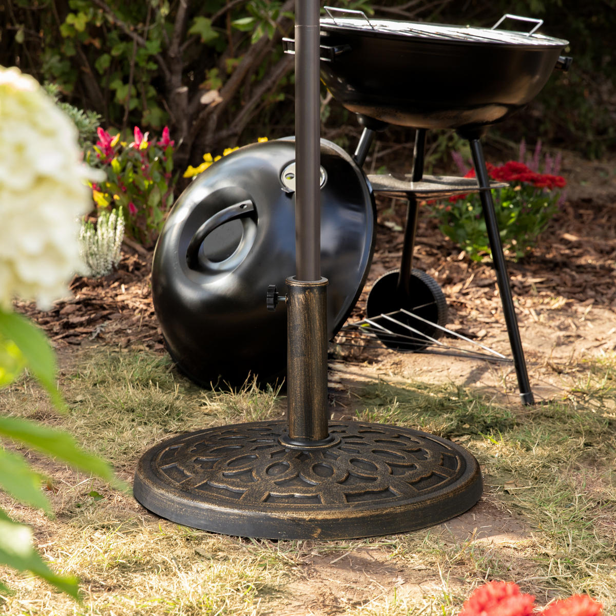 SONNENSCHIRMSTÄNDER - Braun, Kunststoff/Metall (49.5/49.5cm) - Relaxdays