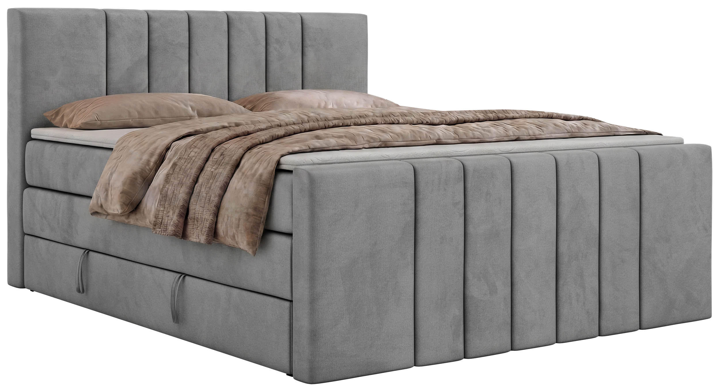 MKS POSTEL BOXSPRING INERO DUO KING 140/200 - Světle šedá Samet - Topper T25 - H3