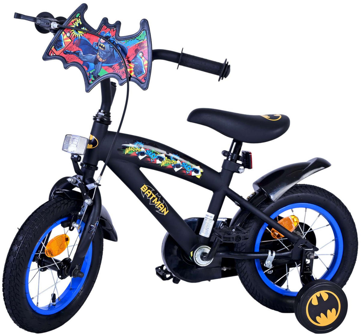 KINDERFAHRRAD DC Batman - Jungen - 12 Zoll - Rücktritt + Handbremse- Schwarz - Schwarz, Metall (42cm) - TPFSports
