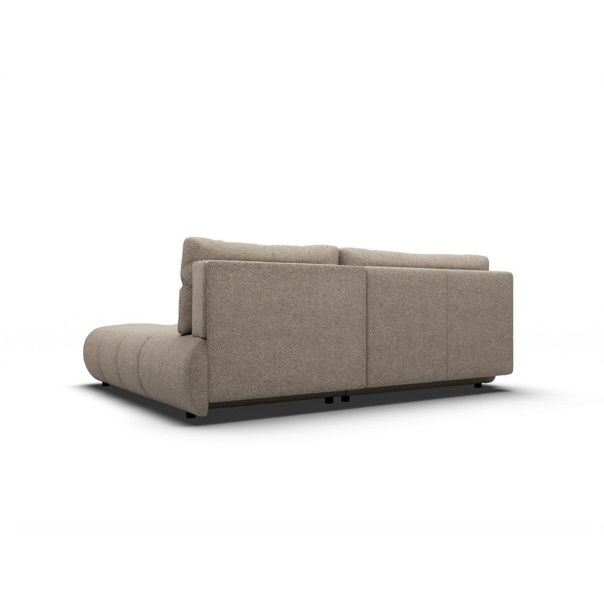 ECKSOFA CORSO R-S Grau Boucle-Stoff mit Schlaffunktion - Grau, Holz (230/177cm) - MASSENO