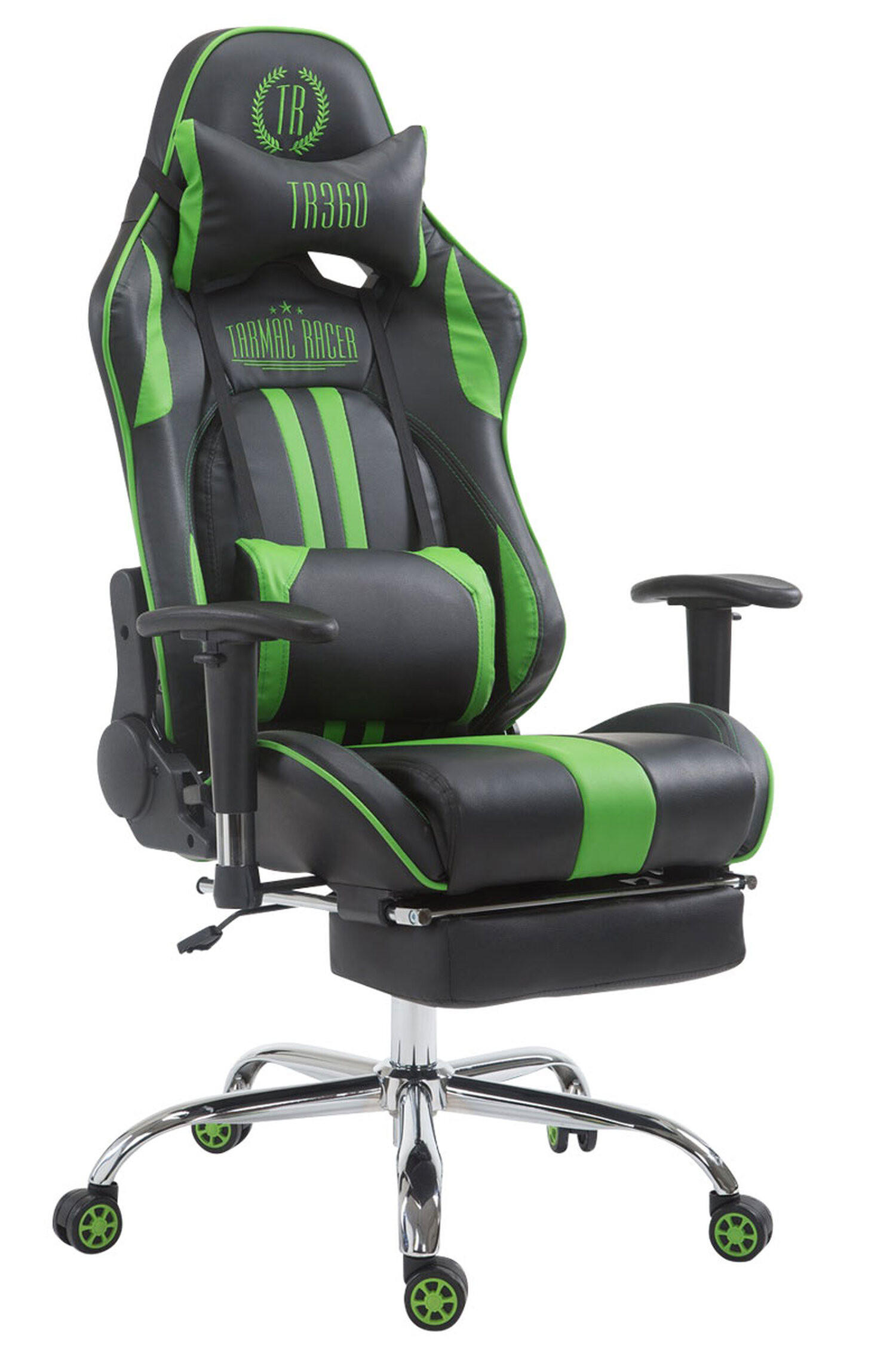 GAMINGSTUHL Limitless-2, Kunstleder mit Fußablage Schwarz/Grün - Grün, Textil/Metall (70/135/58cm) - TPFLiving