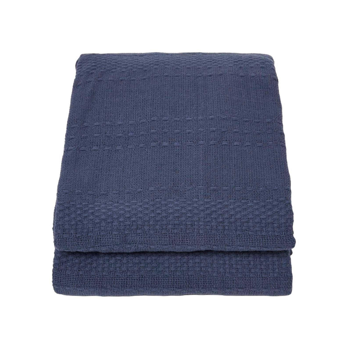 ÜBERWURF Kashi 225/255 cm, Baumwolle mit Fransen - Dunkelblau, Textil (225/255cm) - Homescapes