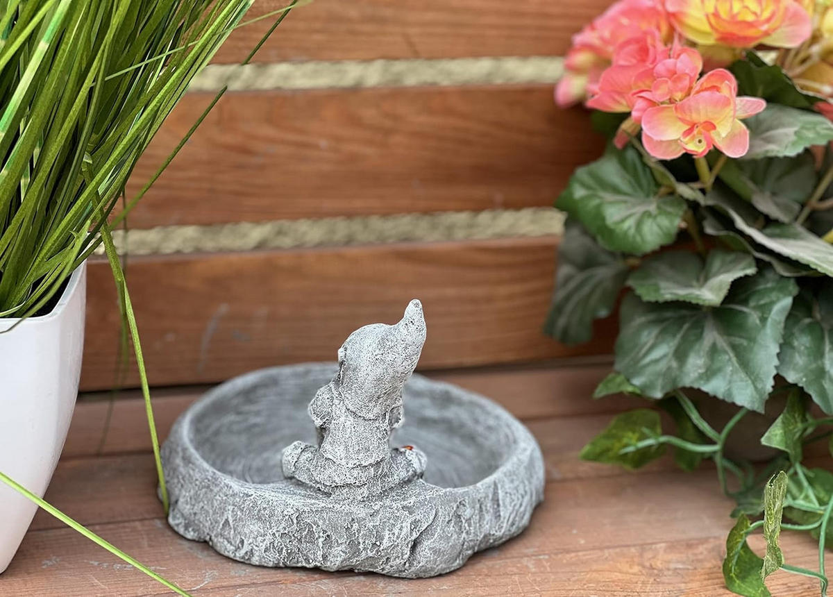 STEINFIGUR kleine Elfe auf Insektenbad frostfest Steinguss - Grau, Stein (16/13/18cm) - stoneandstyle