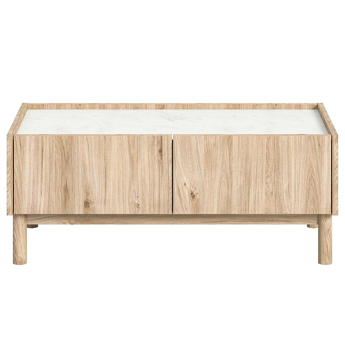COUCHTISCH - Marmor Weiß Dekor / Eiche Hickory Dekor - Weiß, Holzwerkstoff (54/100/40cm) - home24