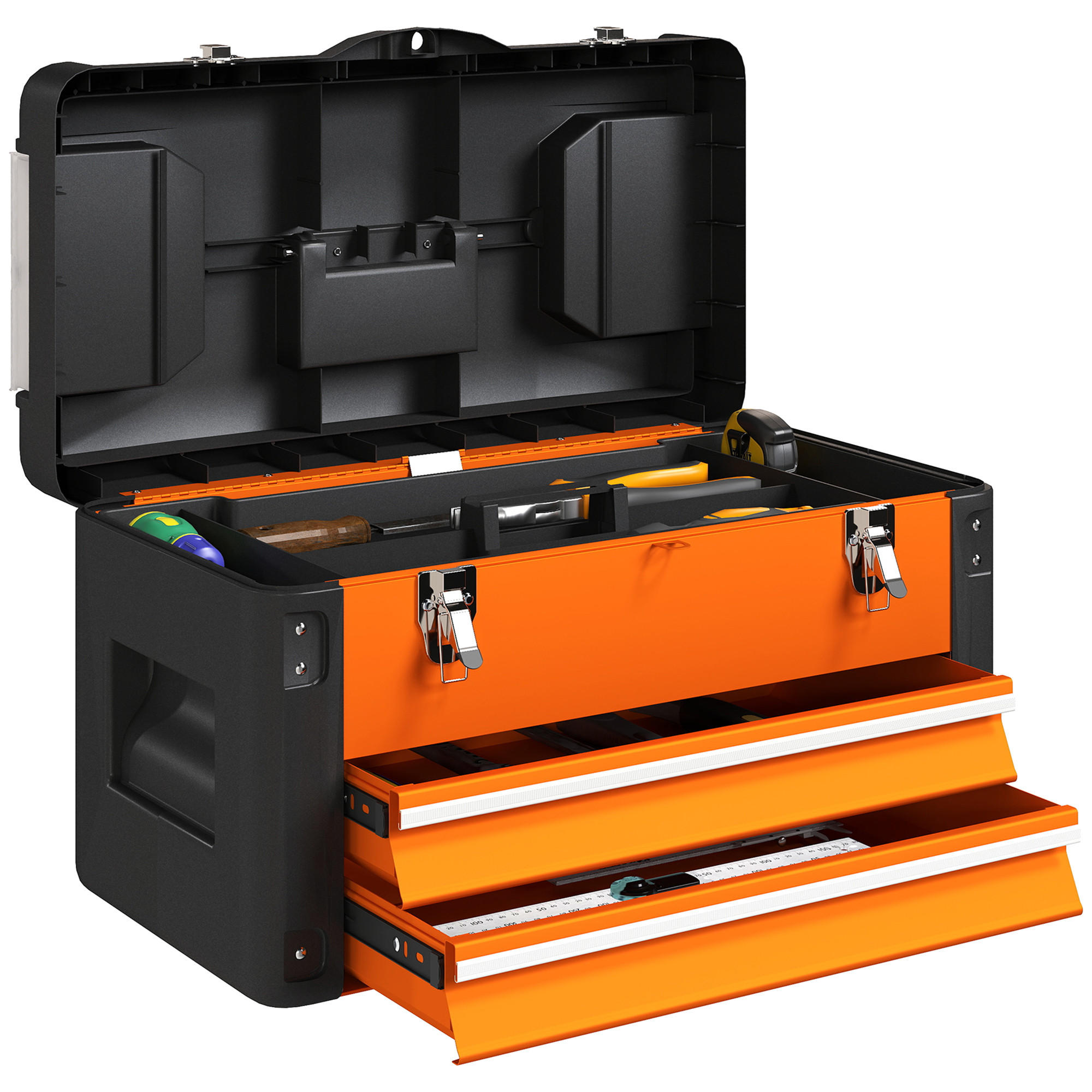 WERKZEUGKISTE, Werkzeugkasten, Stahl, 1 Schublade, orange, 49,7x25,3x28,9cm - Multicolor, Metall (25.3/28.9/49.7cm) - FORIOUS