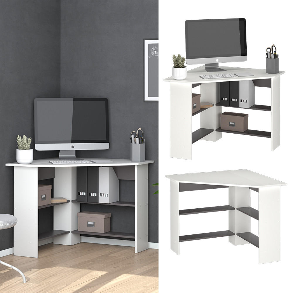 ECKSCHREIBTISCH Arion Weiß 90 x 90 cm - Anthrazit/Weiß, Holzwerkstoff (90/90/74cm) - Vicco