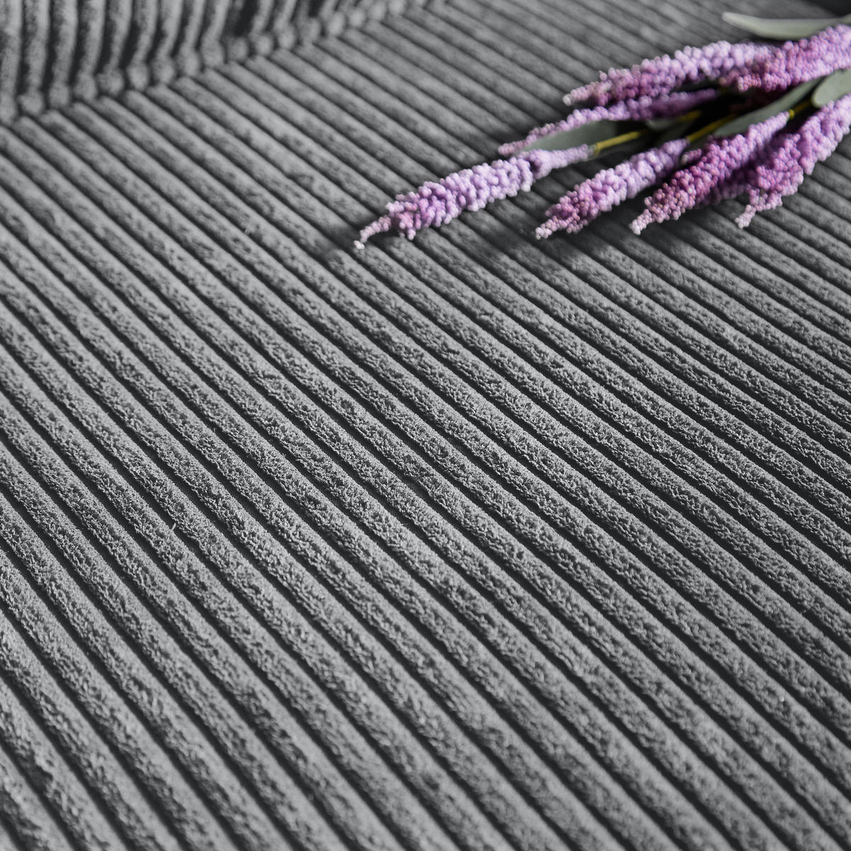 SOFA mit Getränkehaltern 206 cm Cord Grau - Grau, Holzwerkstoff (206/86/72cm) - Meubliv