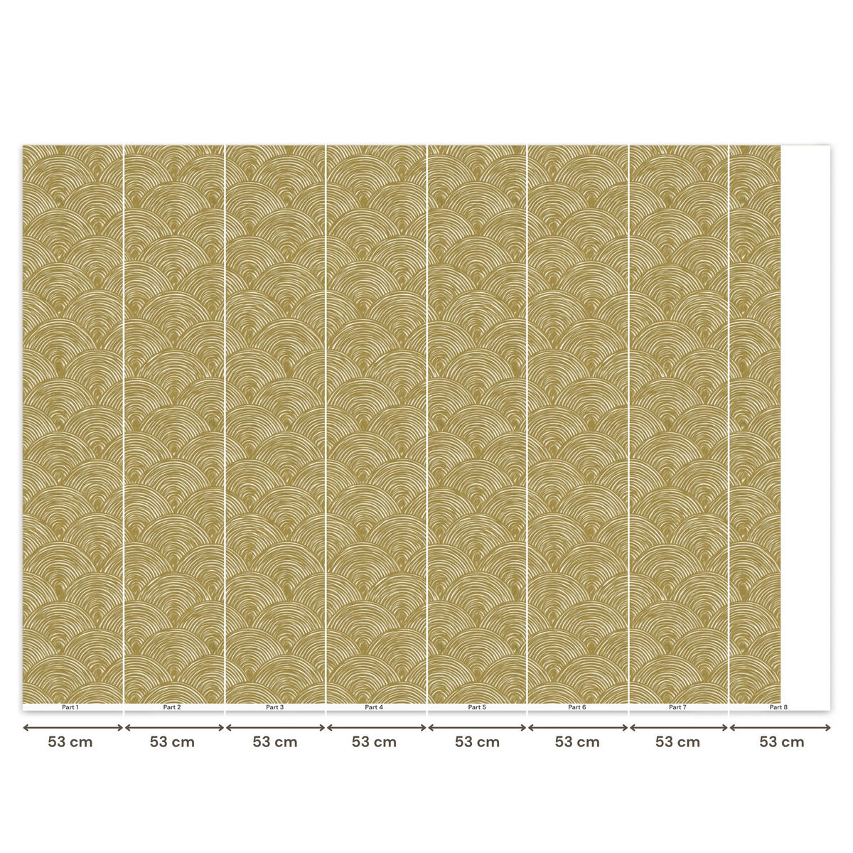 TAPETE - Fächer - Geometrisch - Grün - 400x300 cm - Goldfarben, Papier (400/300cm) - OnlyWow