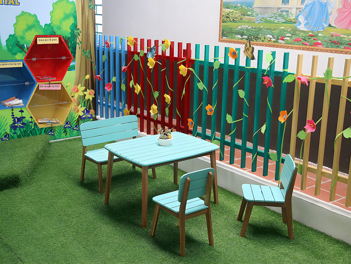 GARTENTISCH für Kinder - Akazie - Türkisblau - GOZO von MYLIA - Blau, Holz (60/80/50cm) - Vente-Unique