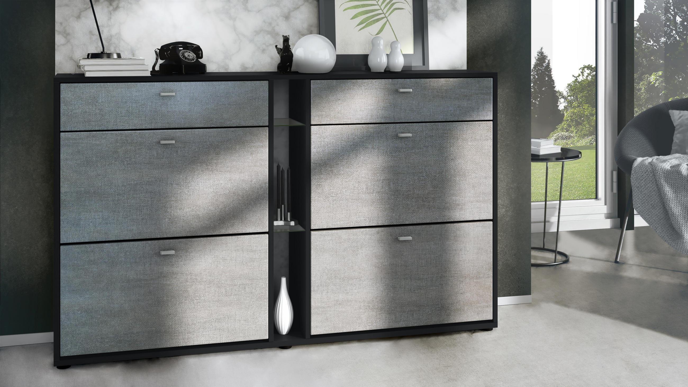 SCHUHSCHRANK Today Fronten in Braun meliert - Graubraun, Holzwerkstoff (155.5/95/28cm) - Vladon