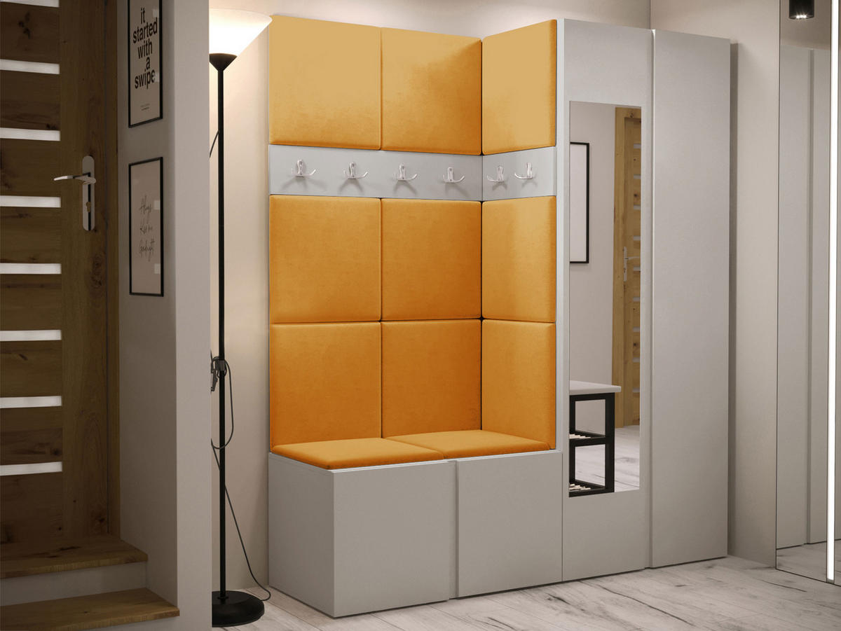 GARDEROBEN-SET Orion XII - Kaschmir/Orange, Holzwerkstoff/Kunststoff (158/186/46cm) - MIRJAN24