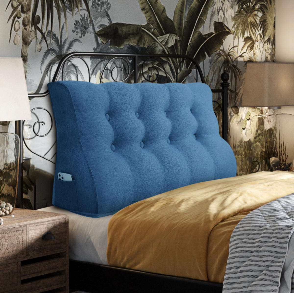 RÜCKENKISSEN Körperkontur Leinenlook Blau 140 cm - Blau, Textil (55/140cm) - Vercart