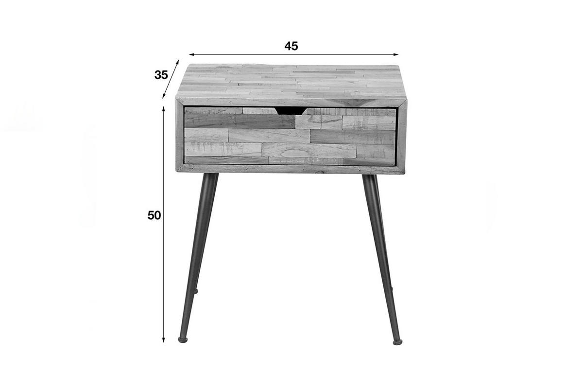 NACHTTISCH TICAR Holz Teakholz - Braun, Holz (45/50/35cm) - KAWOLA