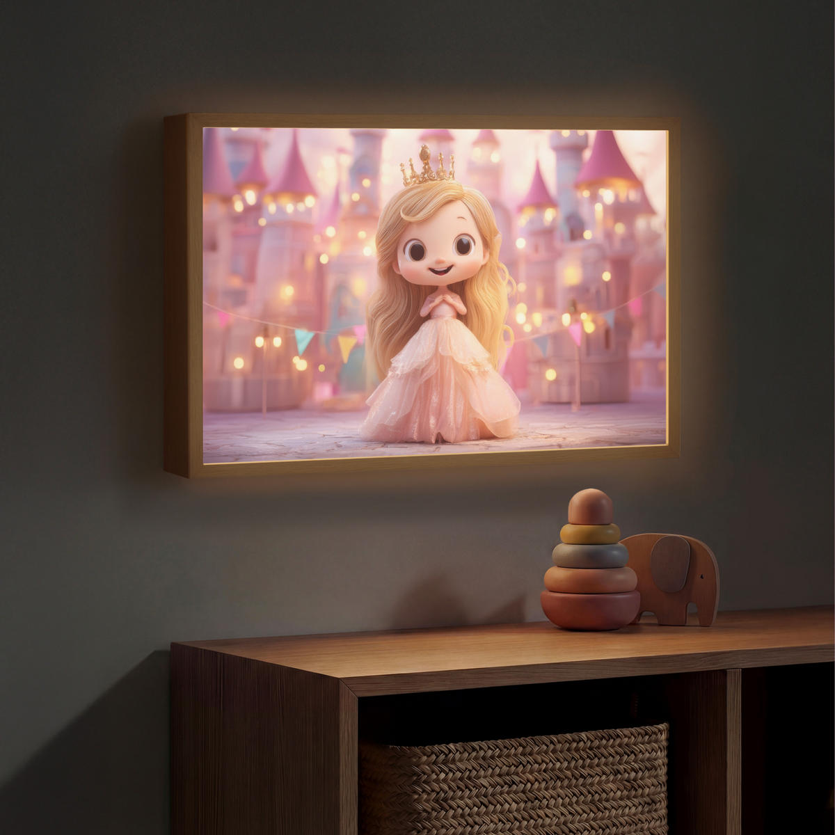 NACHTTISCHLAMPE MIT AKKU Prinzessin - Rosa - Schloss 60x40 cm - Rosa, Holzwerkstoff (8/60/40cm) - OnlyWow
