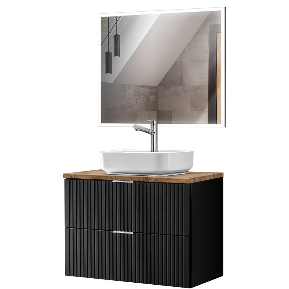 Lomado Badmöbel-Set Schwarz 83x200x47 cm