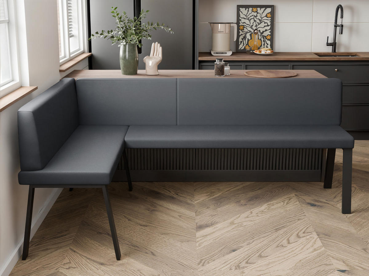 ECKBANK links MONO Y Kunstleder glatt, 128/168 cm Grau - Grau, Kunststoff/Textil (128/168cm) - Idohome