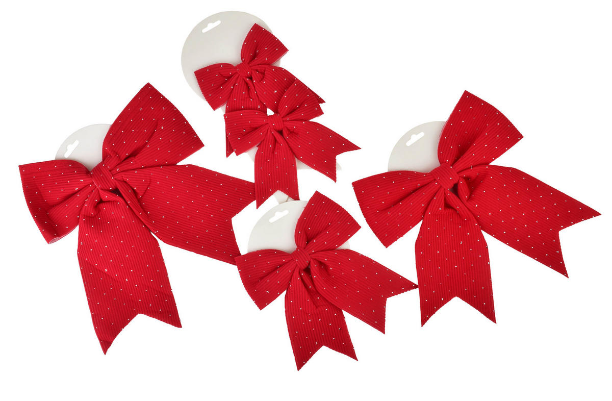 SCHLEIFE Santa Lila 2er Set Rot 13,5x14,5x1 cm Kunststoff - Rot, Kunststoff (14.5/1/13.5cm) - Mondex