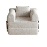 SCHLAFSOFA 2-in-1 mit Ablagefach in der Armlehne und Stahlrahmen Khaki Chenille 100/80/90 cm - Naturfarben, Textil (181.6/49.5/94cm) - OKWISH
