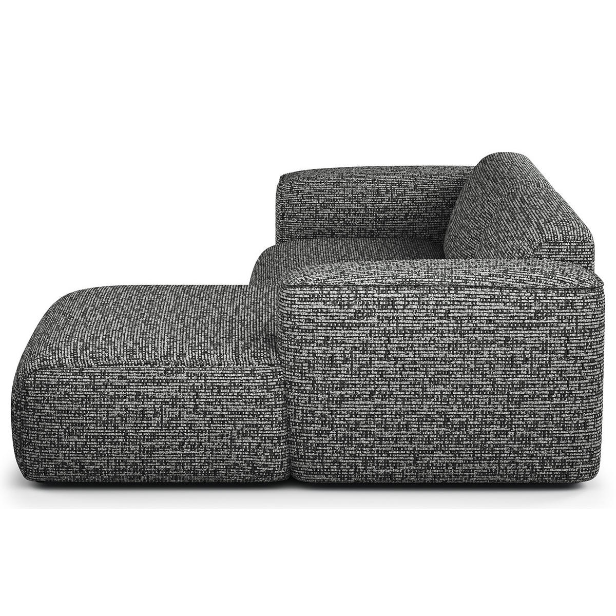 ECKSOFA mit XL-Longchair - Schwarz/Grau, Kunststoff/Textil (260/171cm) - home24