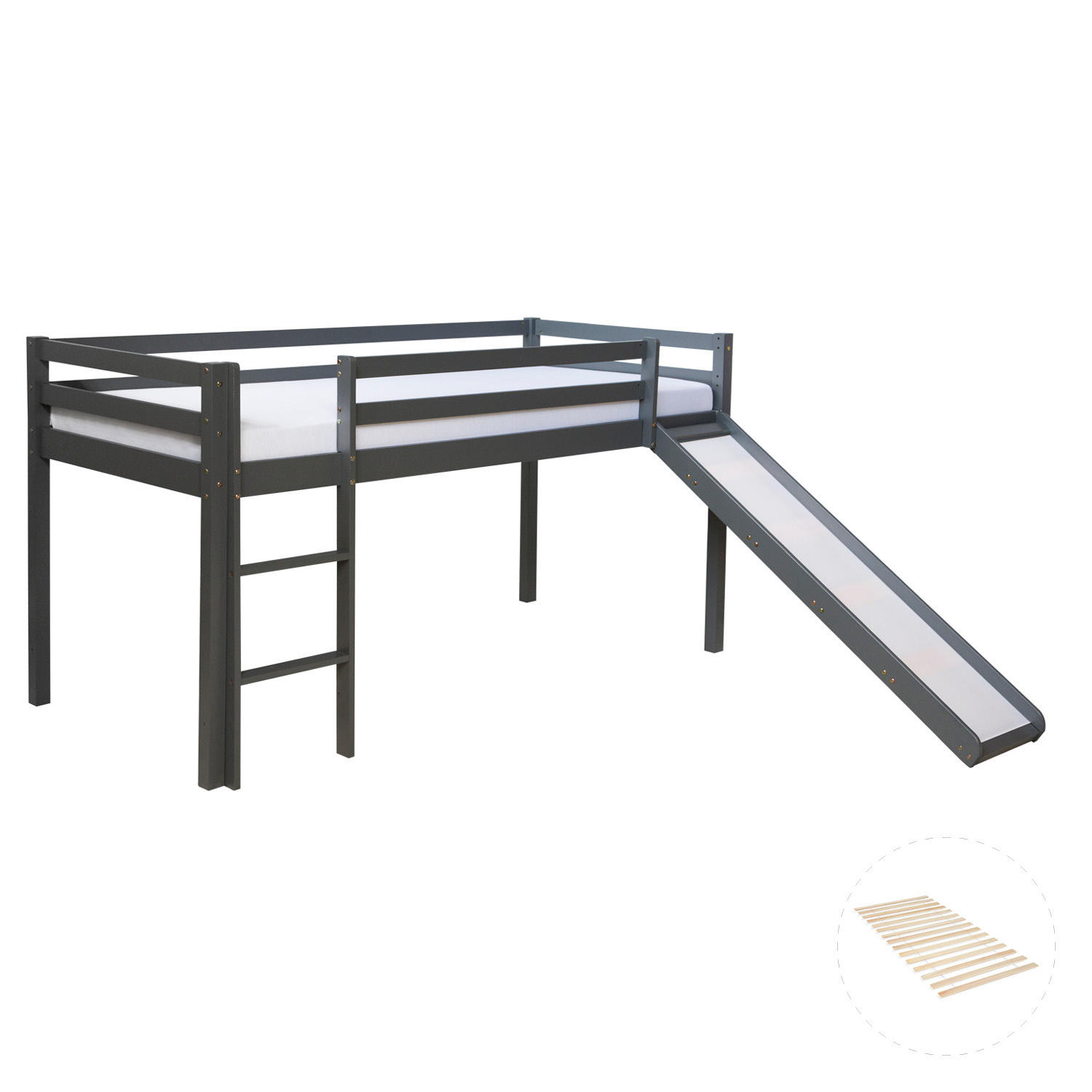 HOCHBETT 90/200 in grau mit Lattenrost und Rutsche - Grau, Holz - Homestyle4u