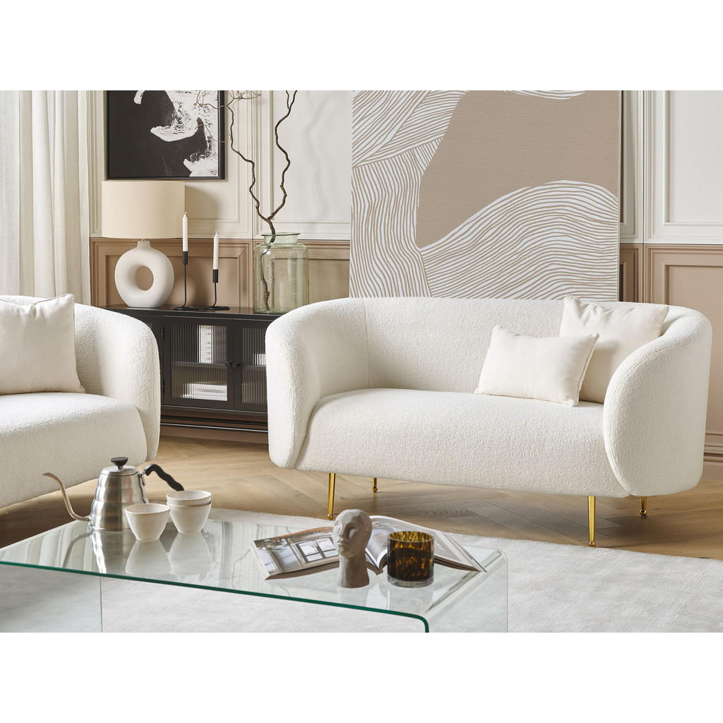 Thumbnail - Beliani 2-Sitzer-Sofa, Weiß, Textil, 155x79x70 cm, Wohnzimmer, Sofas & Couches, Sofas, 2-Sitzer Sofas