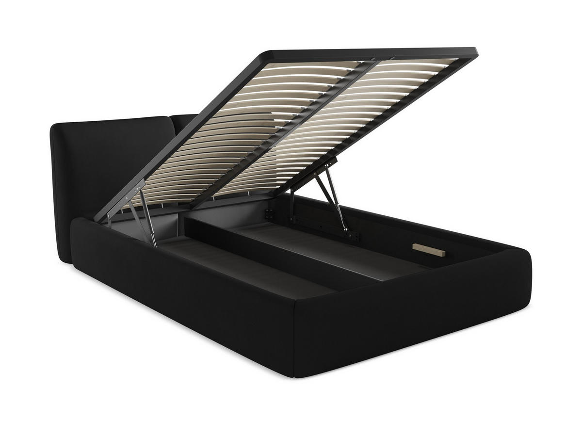 POLSTERBETT mit Bettkasten und Lattenrost 160x228 Schwarz - Schwarz, Kunststoff/Textil (140/200cm) - Makamii