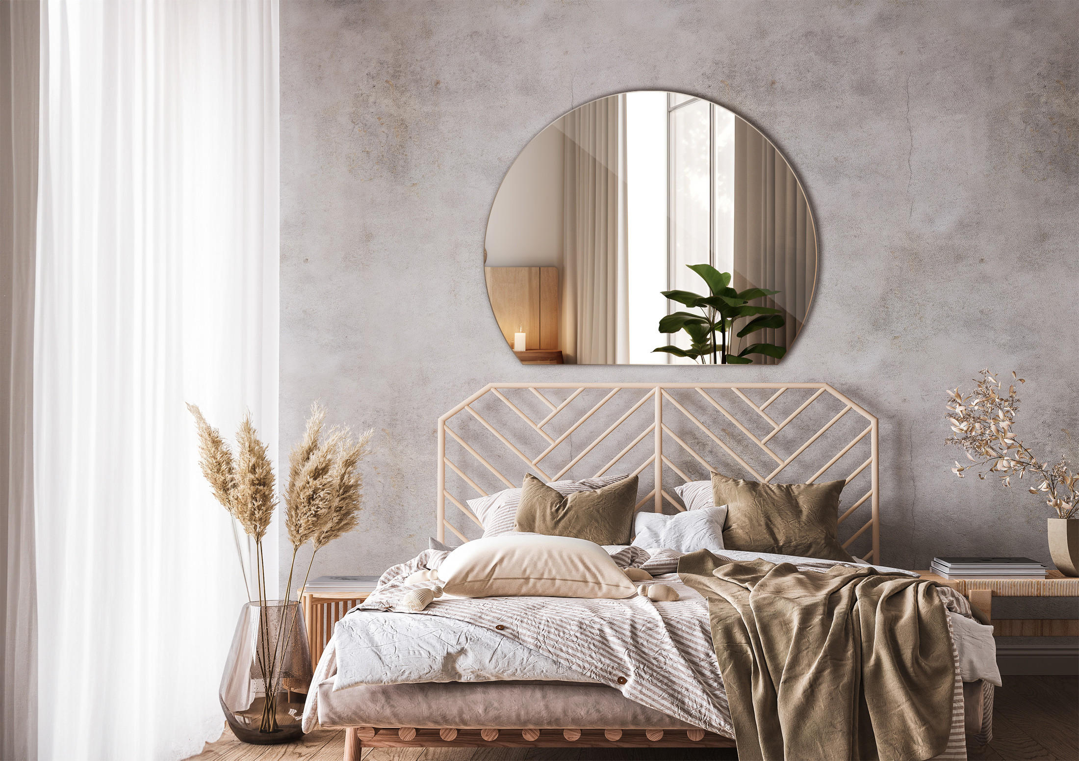 Thumbnail - Tulup Spiegel, Blaugrau, Glas, Formgebogen, 74x90x0.4 cm, Spiegel, Wandspiegel