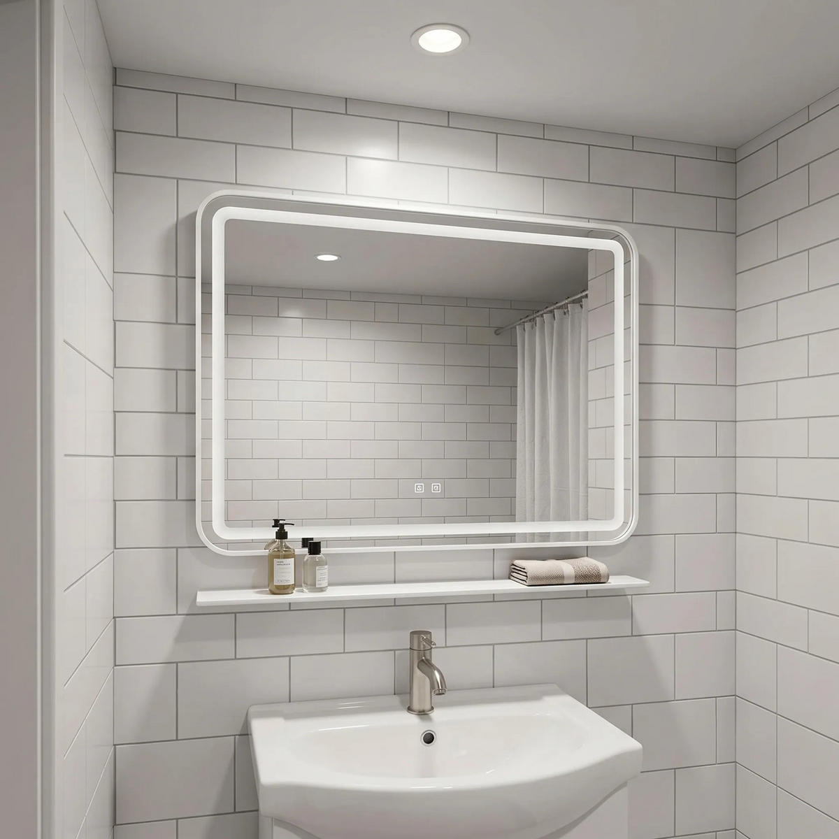 LED Regalspiegel Rea 80x60 Cm L-8060 - Transparent, Glas (80/60/3cm) - REA