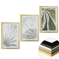 WANDBILDER 3er Set - 40x60 cm Goldrahmen - Blätter von Pflanzen in Grün und Grau - Goldfarben, Kunststoff (40/60cm) - ArtPrintCave