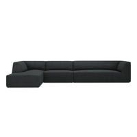 ECKSOFA links Ruby aus Cord schwarz 5 Sitzplätze - Schwarz, Textil (180/366cm) - Micadoni