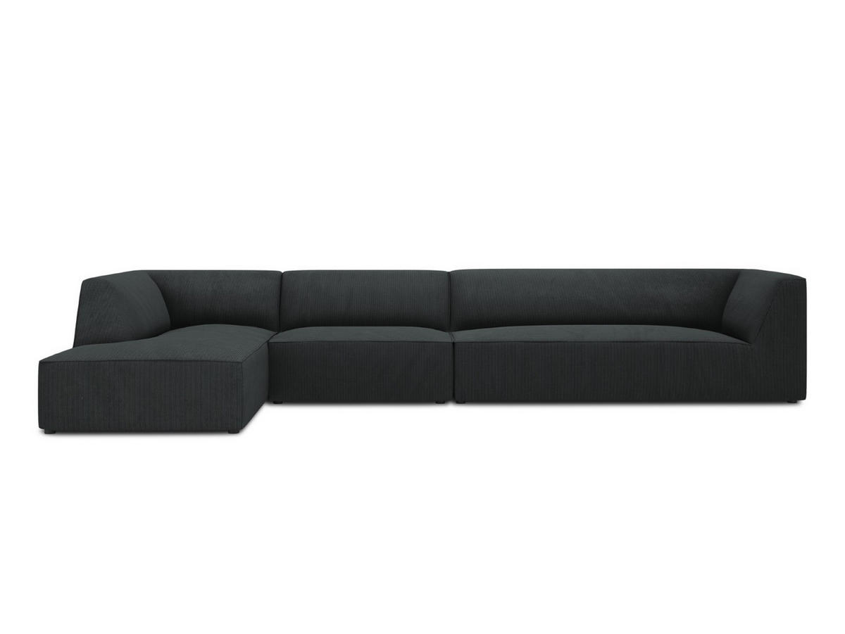 ECKSOFA links Ruby aus Cord schwarz 5 Sitzplätze - Schwarz, Textil (180/366cm) - Micadoni