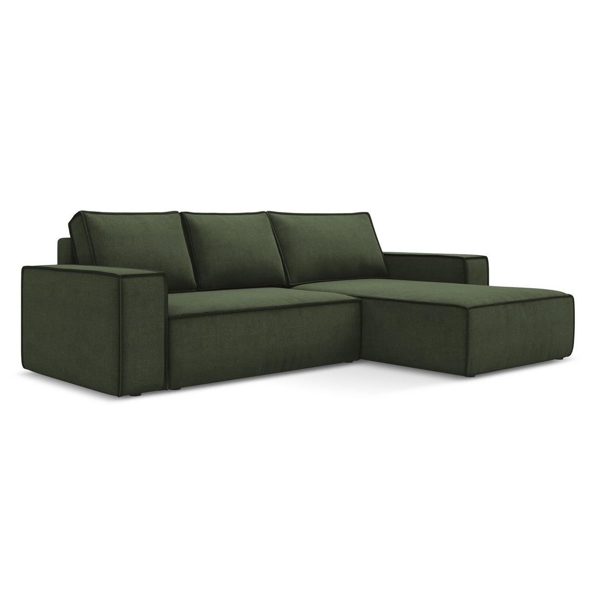 ECKSOFA mit Schlaffunktion Strukturstoff Stoff Grün - Schwarz/Olivgrün, Kunststoff/Textil (290/185cm) - LaMiaSofa