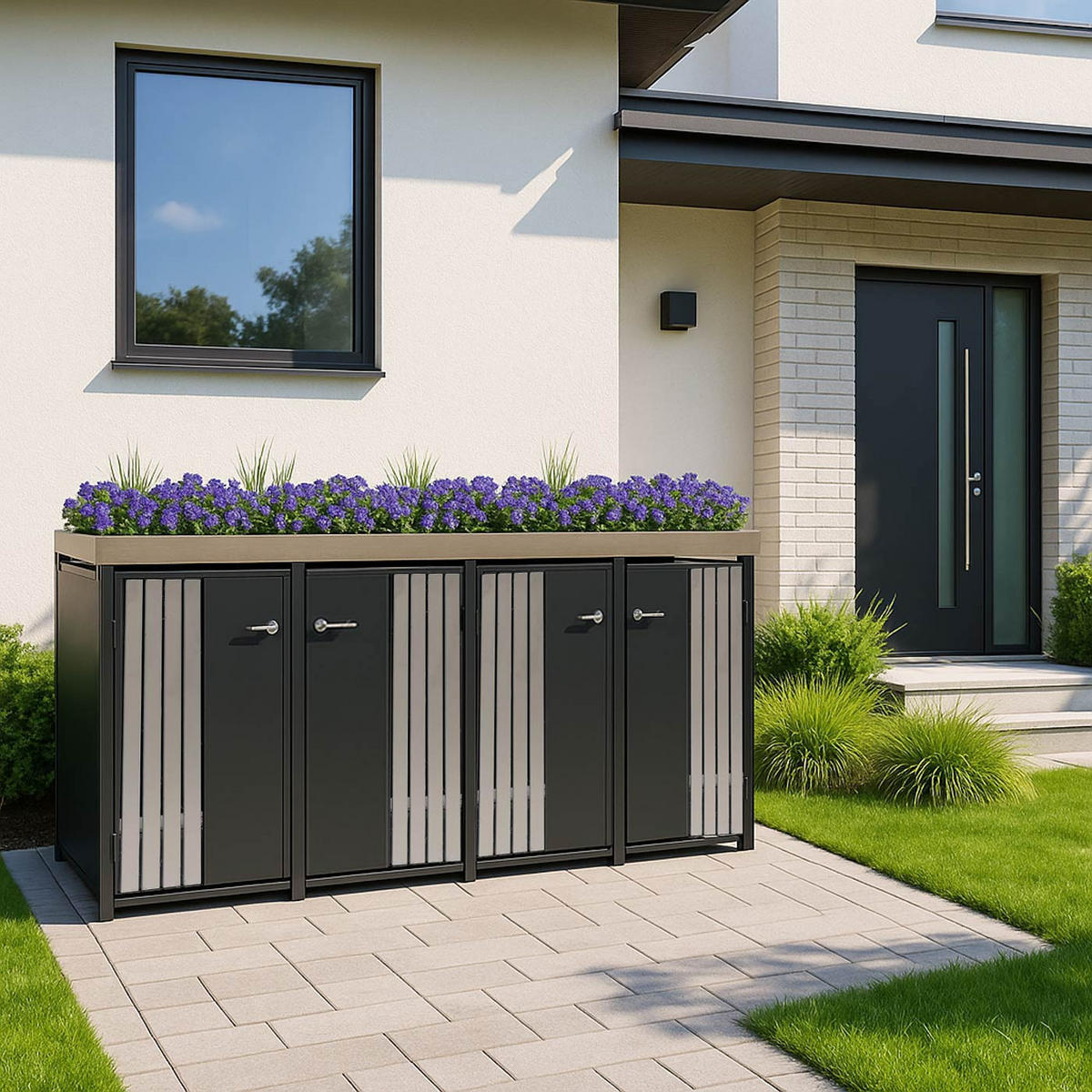 MÜLLTONNENVERKLEIDUNG Anthrazit, Silber - Anthrazit/Silberfarben, Metall (260/125/84cm) - MCW