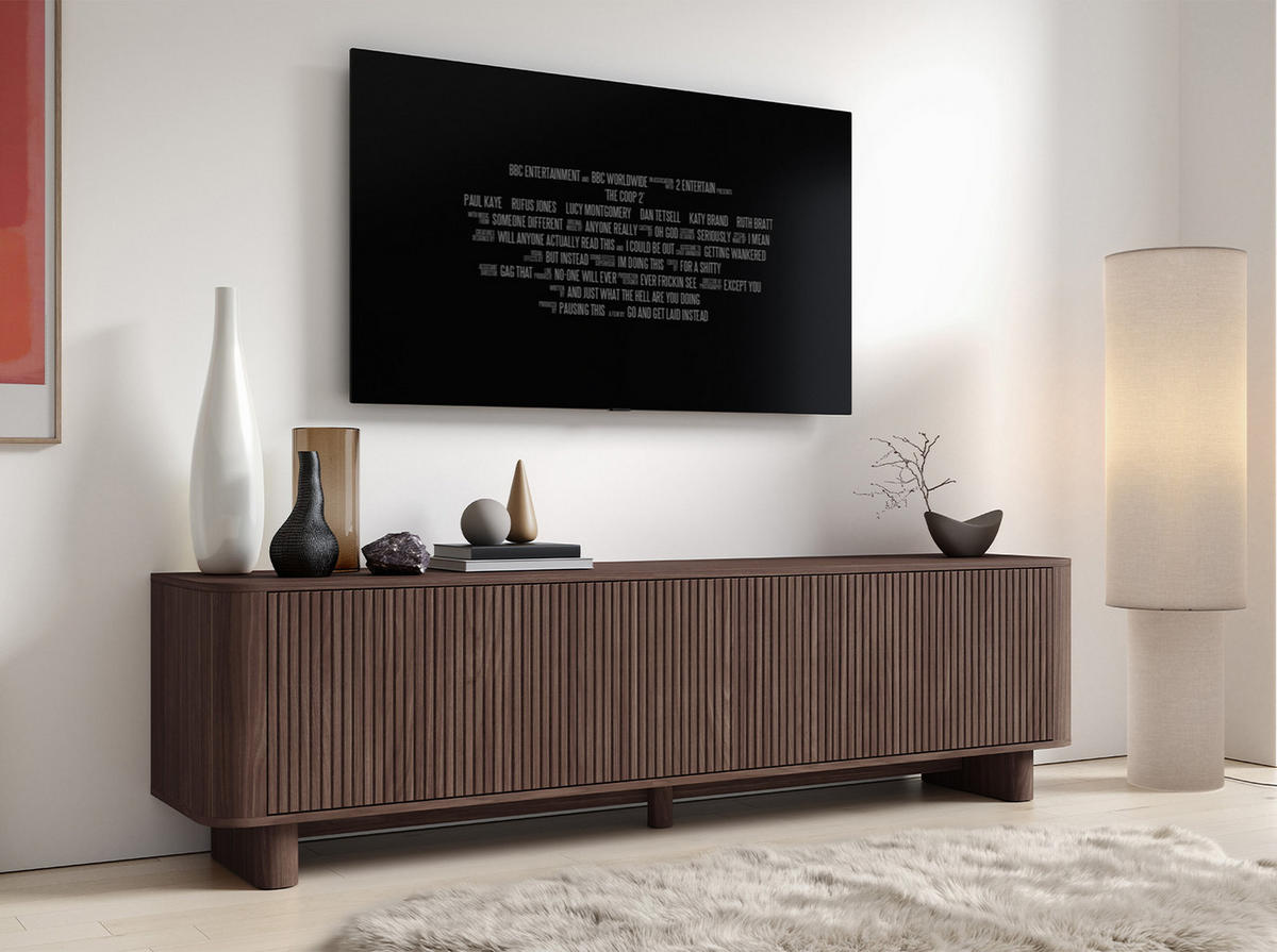 TV-SCHRANK Hängende RTV Kommode 200 cm Misterio mit Lamellen Nussbaum Lincoln - Braun, Holzwerkstoff (200/42/40cm) - Jerpax
