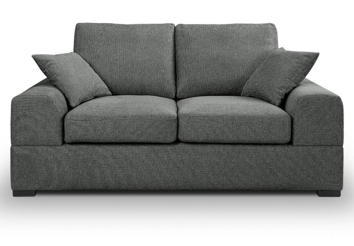 SOFA grau Strukturstoff, Couch 2-Sitzer 182 cm mit Premium Kaltschaum - Schwarz/Grau, Holz/Textil (182/90/93cm) - Inn.Furn