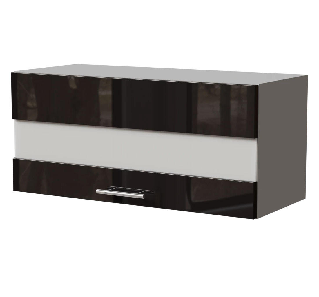 Feldmann-Wohnen Klapphängeschrank Schwarz Hochglanz, Grau 80x36x32.5 cm