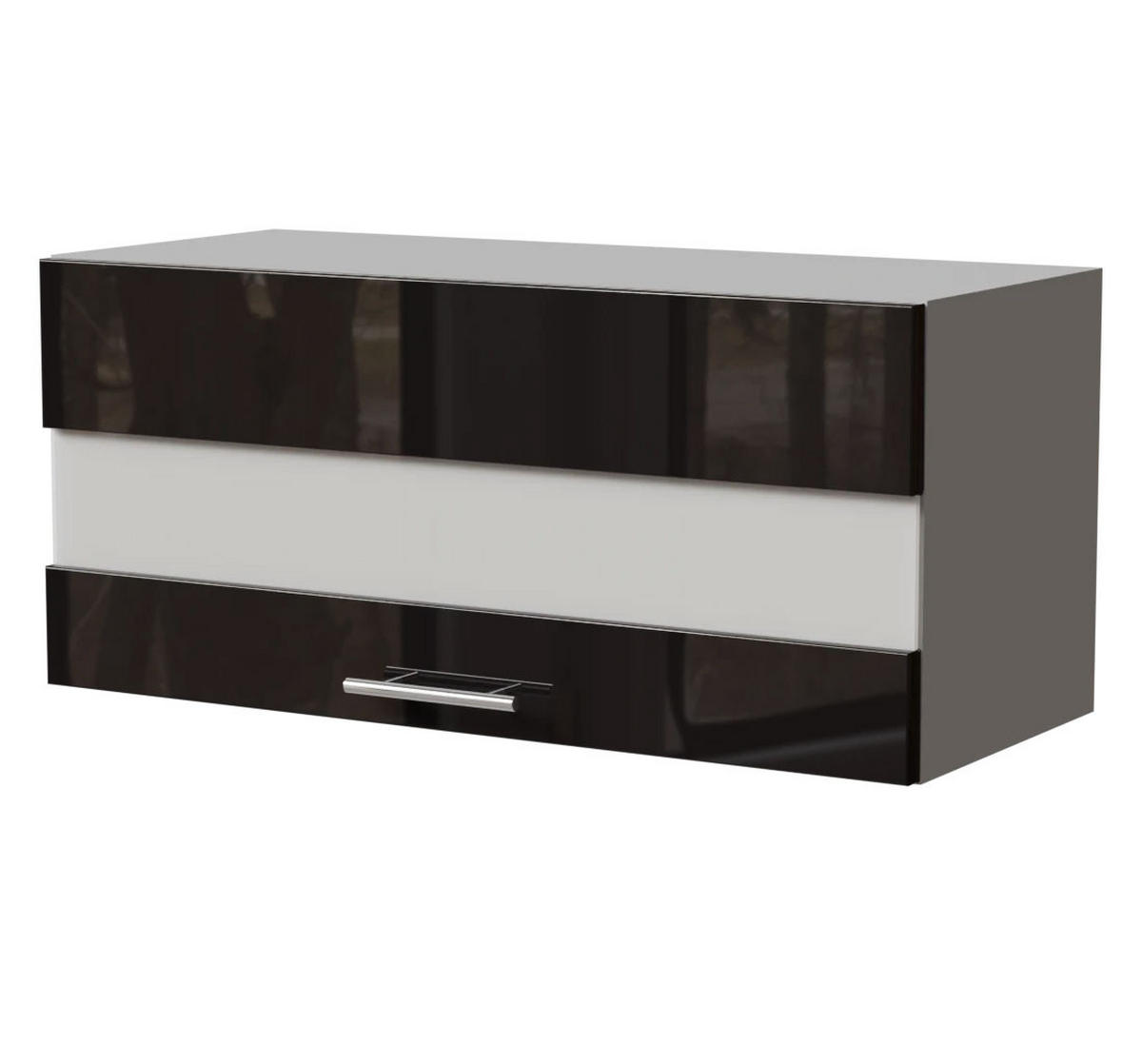 KLAPPHÄNGESCHRANK Essen W4BS/80/LAM Schwarz Hochglanz / Grau Matt 80 / 32,5 / 36cm - Schwarz Hochglanz/Schwarz, Holz/Holzwerkstoff (80/36/32.5cm) - Feldmann-Wohnen