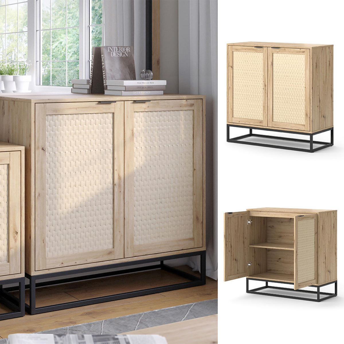 KOMMODE Natal Braun 140 x 92.5 cm mit 2 Türen - Braun, Holzwerkstoff (40/92.5/140cm) - Vicco