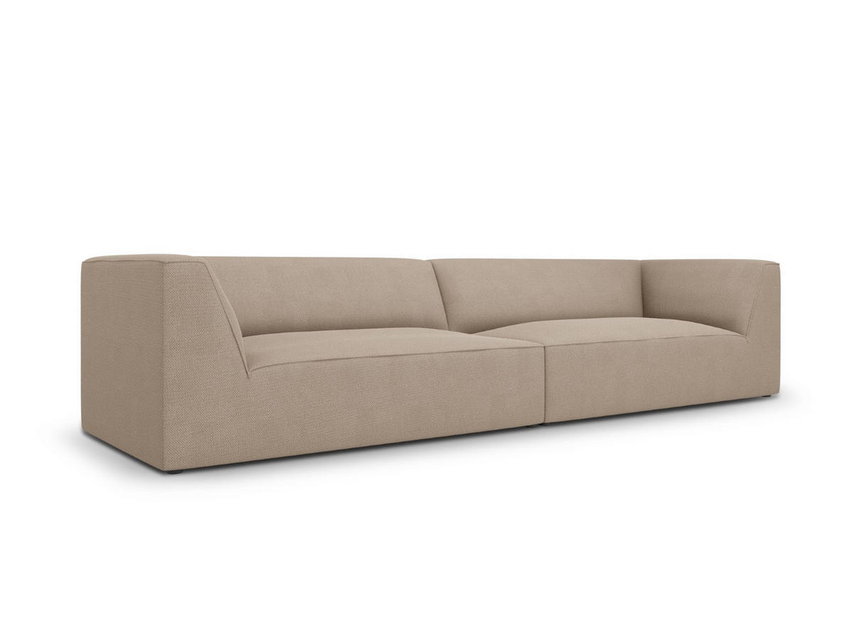 SOFA Ruby aus strukturiertem Stoff dunkelbeige 4 Sitzplätze - Sandfarben/Beige, Textil (302/69/93cm) - Micadoni