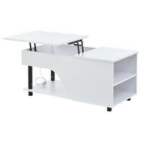 COUCHTISCH 50x100x46cm Weiß höhenverstellbar mit LED - Weiß, Holzwerkstoff (100/50/46cm) - FLIEKS