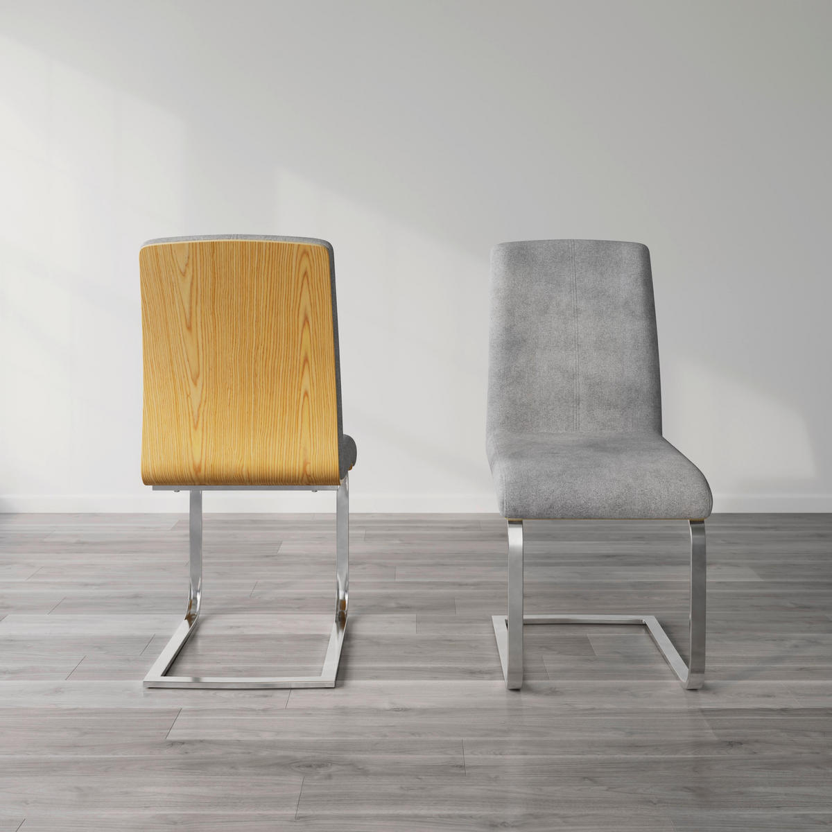 SCHWINGSTUHL Nubia Grau Bouclé Gepolstert - Grau, Holz (44/90/59cm)