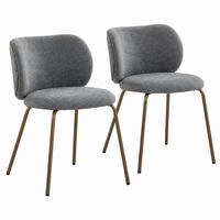 ESSZIMMERSTUHL 2er-Set Chenille Grau mit Metallbeinen - Grau, Metall (46.5/80/52.1cm) - Meubliv