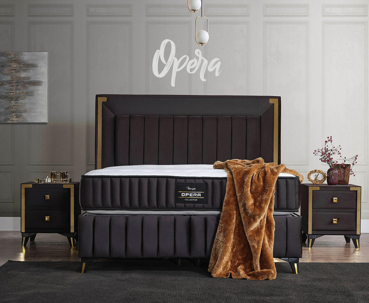 POLSTERBETT-SET Opera 150x200 Schwarz - Bett inkl. Matratze - Schwarz, Metall (150/200cm) - Villa Möbel