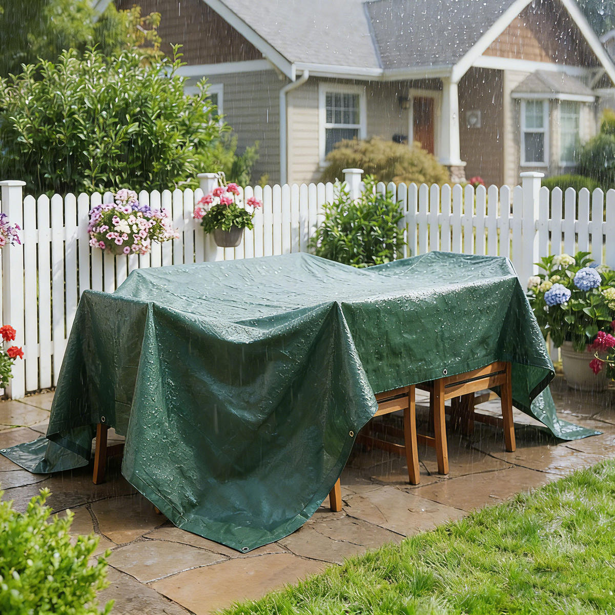 ABDECKPLANE PE Grün - Grün, Kunststoff (600/400/1cm) - Outsunny